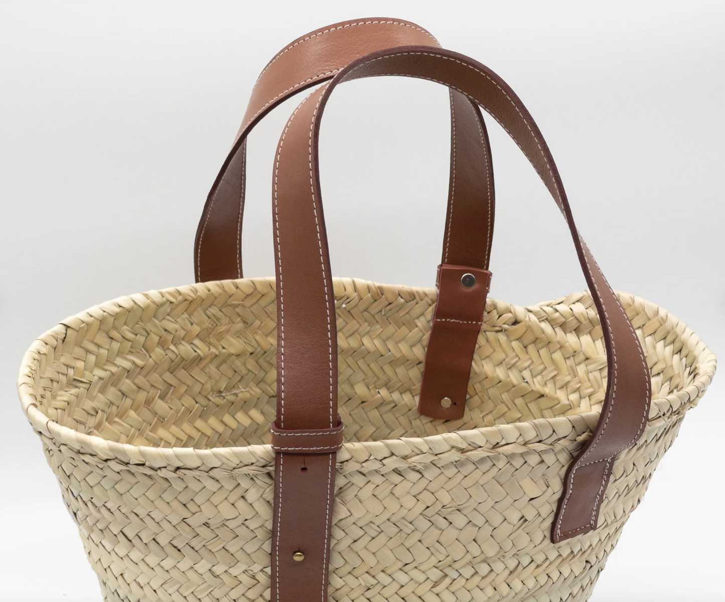FRENCH Market Basket with a leather fruit basket