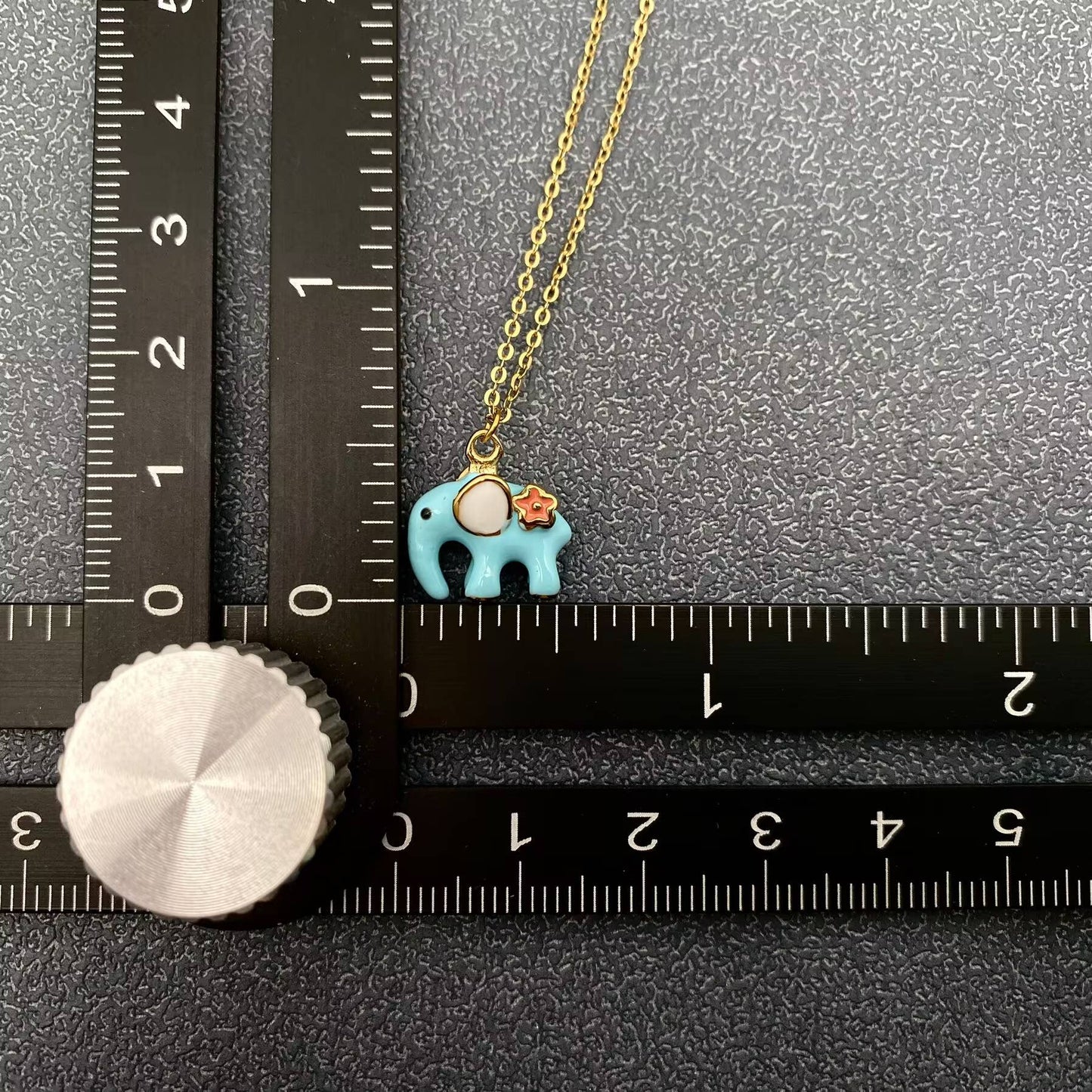 Mio Queena - Cute Blue Enamel Elephant 18K Golden S.Steel Neclace - FGS