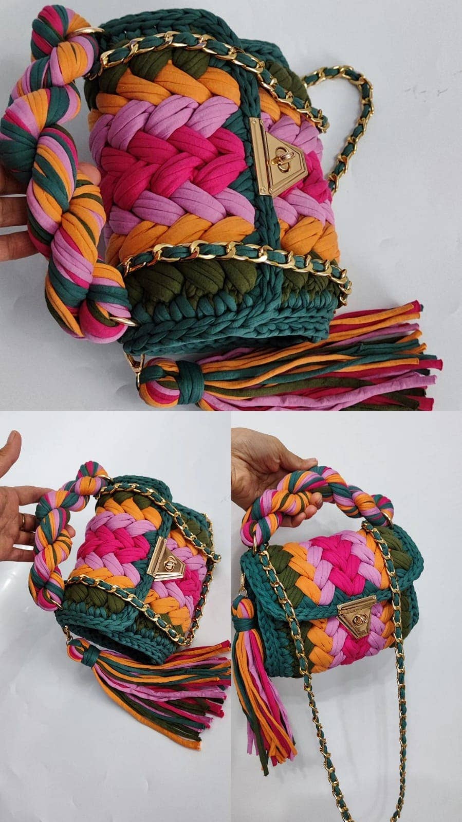 CHQEL - CHQEL Evening Clutch Bag for Women, Handmade Crochet Wedding Party Purse, Small Flap Formal Crossbody Handbag Evening Clutch