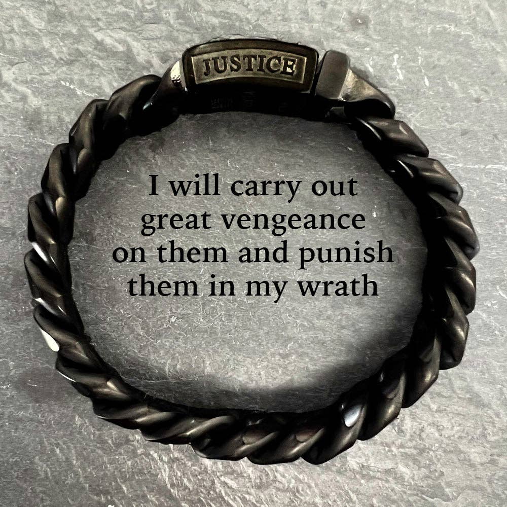 The Hero Company- VINDICTA VENGEANCE - Wrath & Justice Cuban Link Black Bracelet : Helps Pair Veterans With A Service Dog or Shelter Dog -Faire: Medium - Wrist Size 8"- 8 1/2"