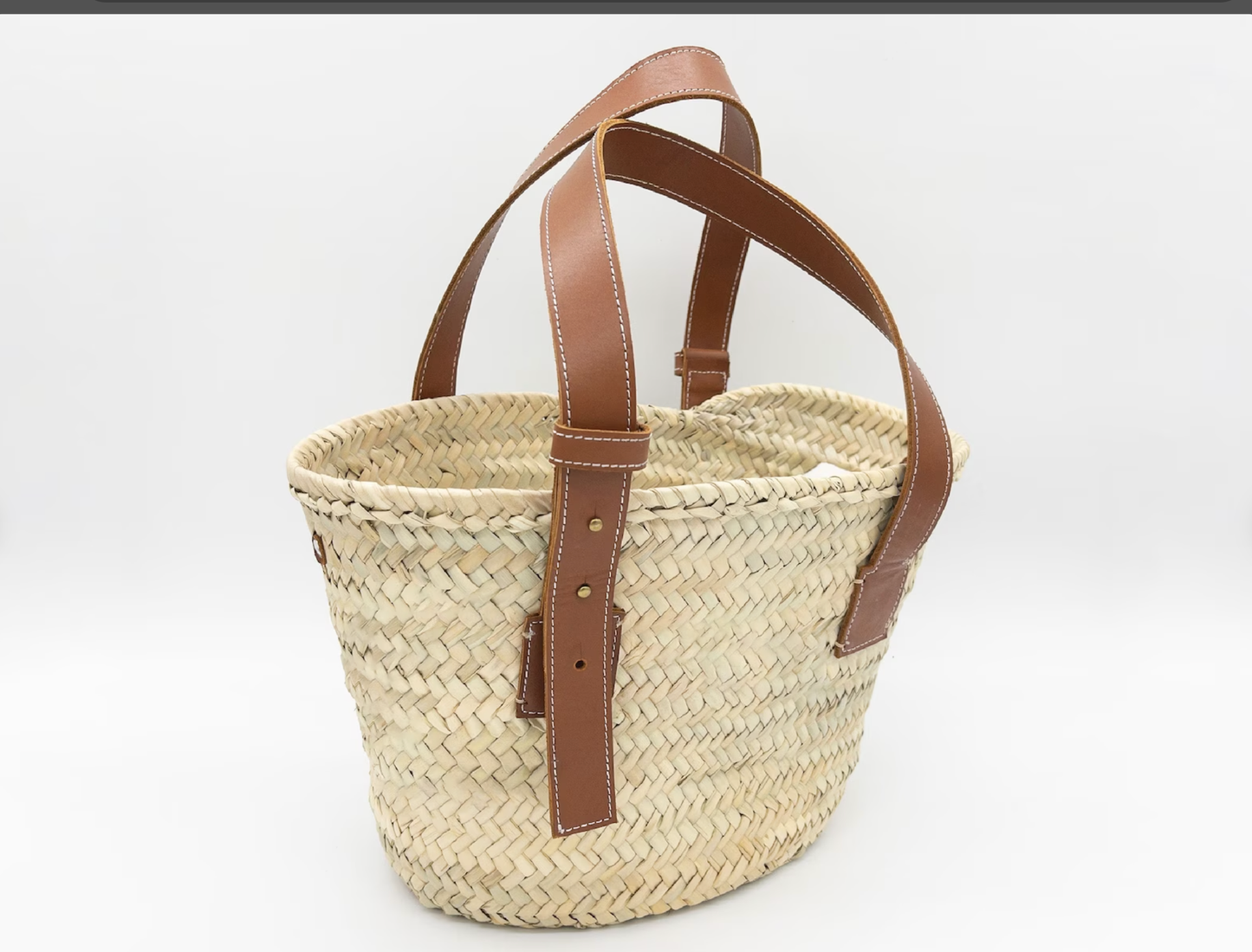 FRENCH Market Basket with a leather fruit basket