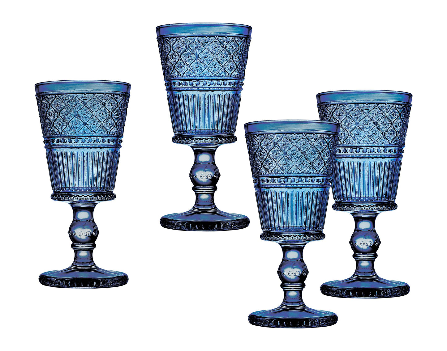 Godinger - Set of Four Blue Claro Goblets: Pink