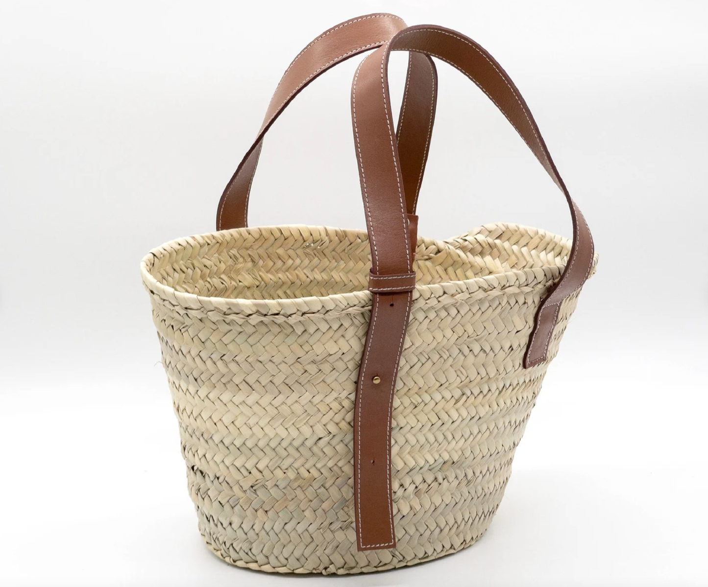 FRENCH Market Basket with a leather fruit basket