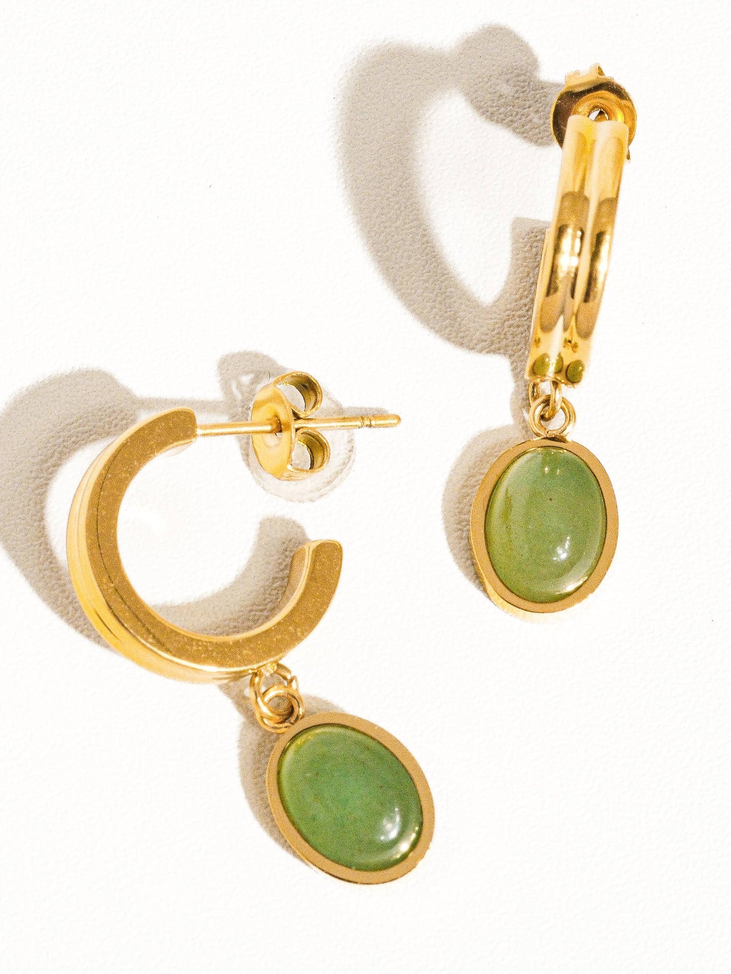 Flânerie by MAIQ - Whitnee Dainty Round Stone Dangle Earring: Green