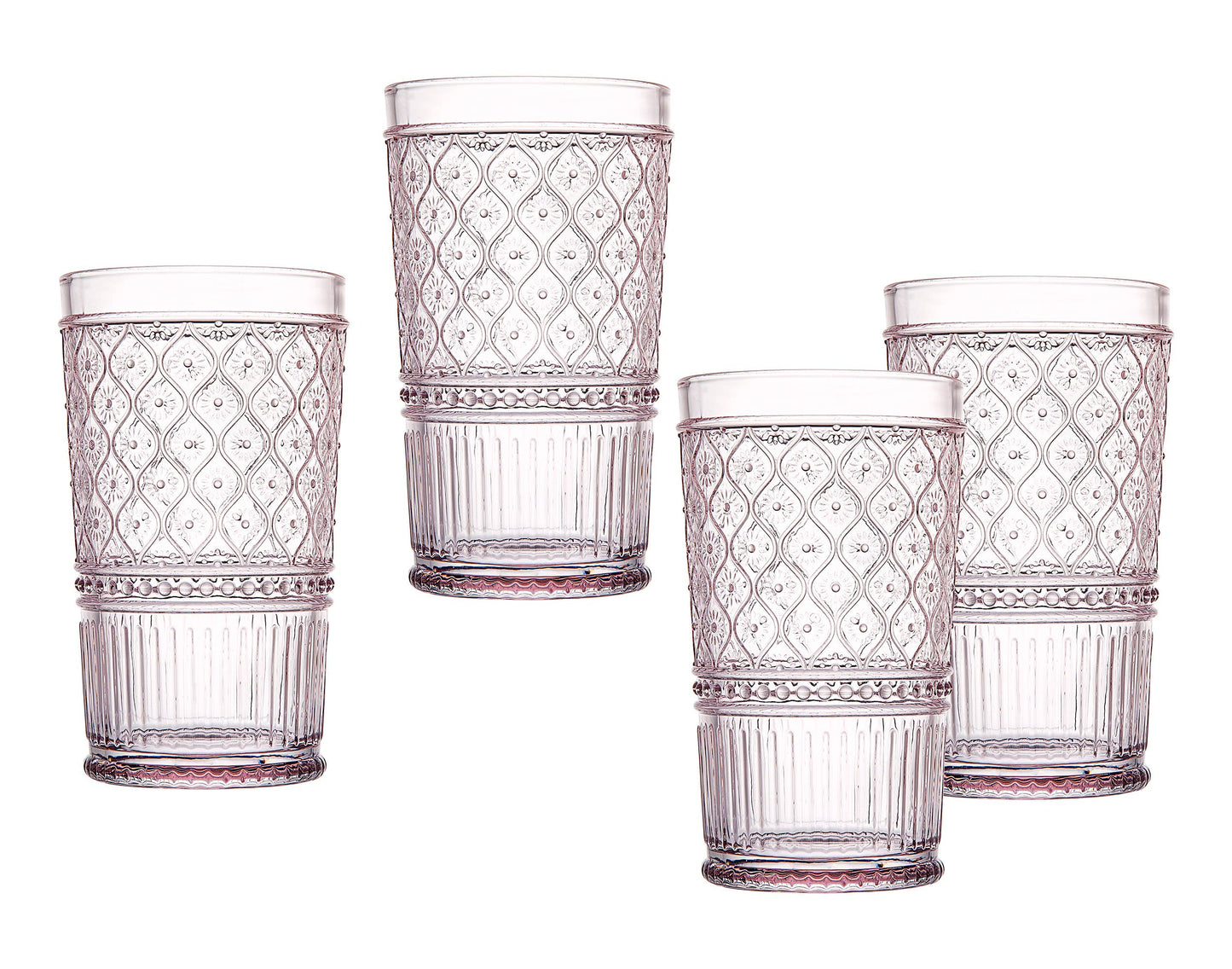 Set of Four Pink Claro Highball