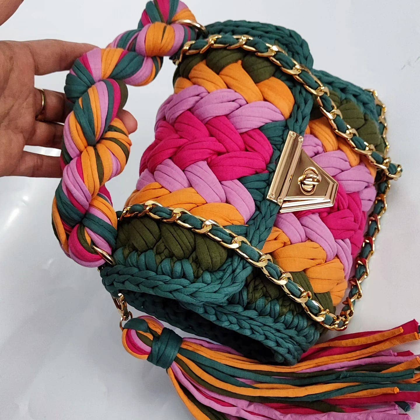 CHQEL - CHQEL Evening Clutch Bag for Women, Handmade Crochet Wedding Party Purse, Small Flap Formal Crossbody Handbag Evening Clutch