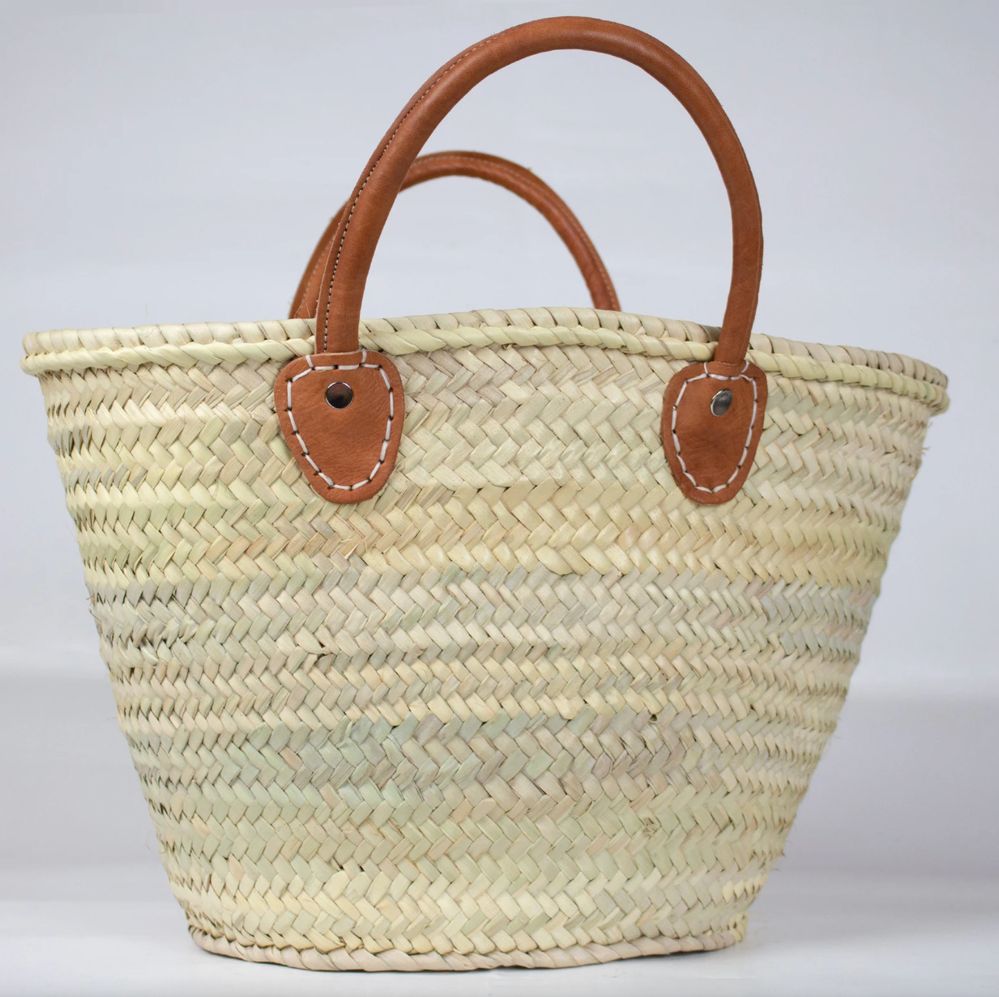 Medium FRENCH Market Basket with a leather fruit basket,