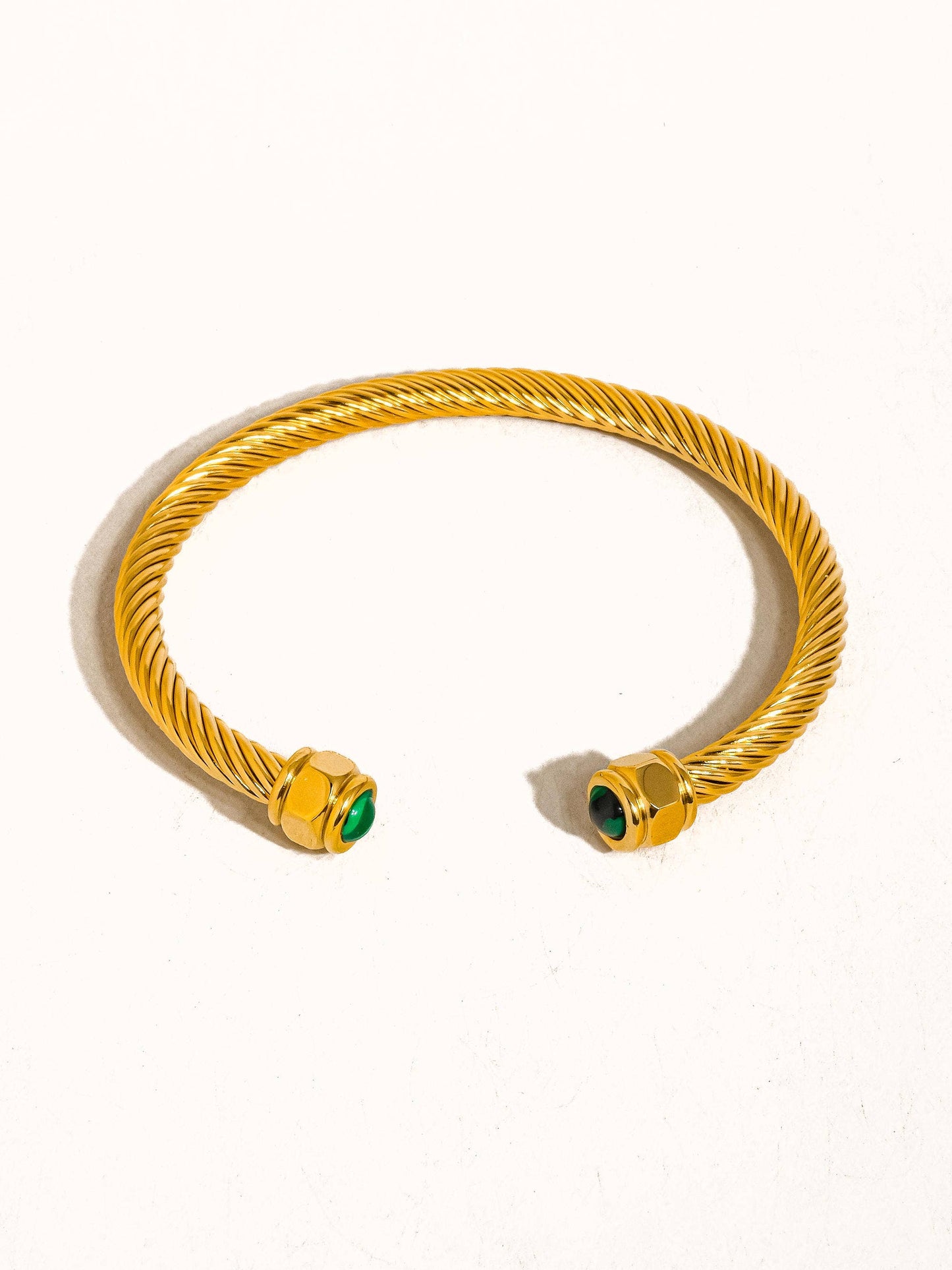 Flânerie by MAIQ - Vail 18K Gold Non-Tarnish Stone Braided Bangle: Green