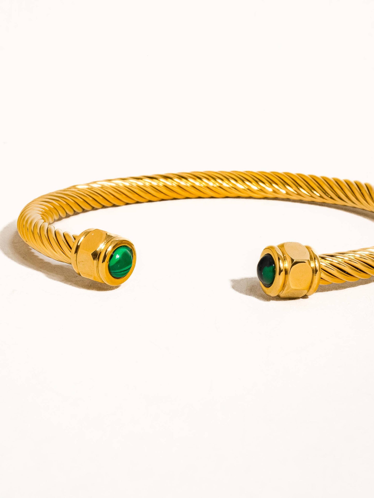 Flânerie by MAIQ - Vail 18K Gold Non-Tarnish Stone Braided Bangle: Green
