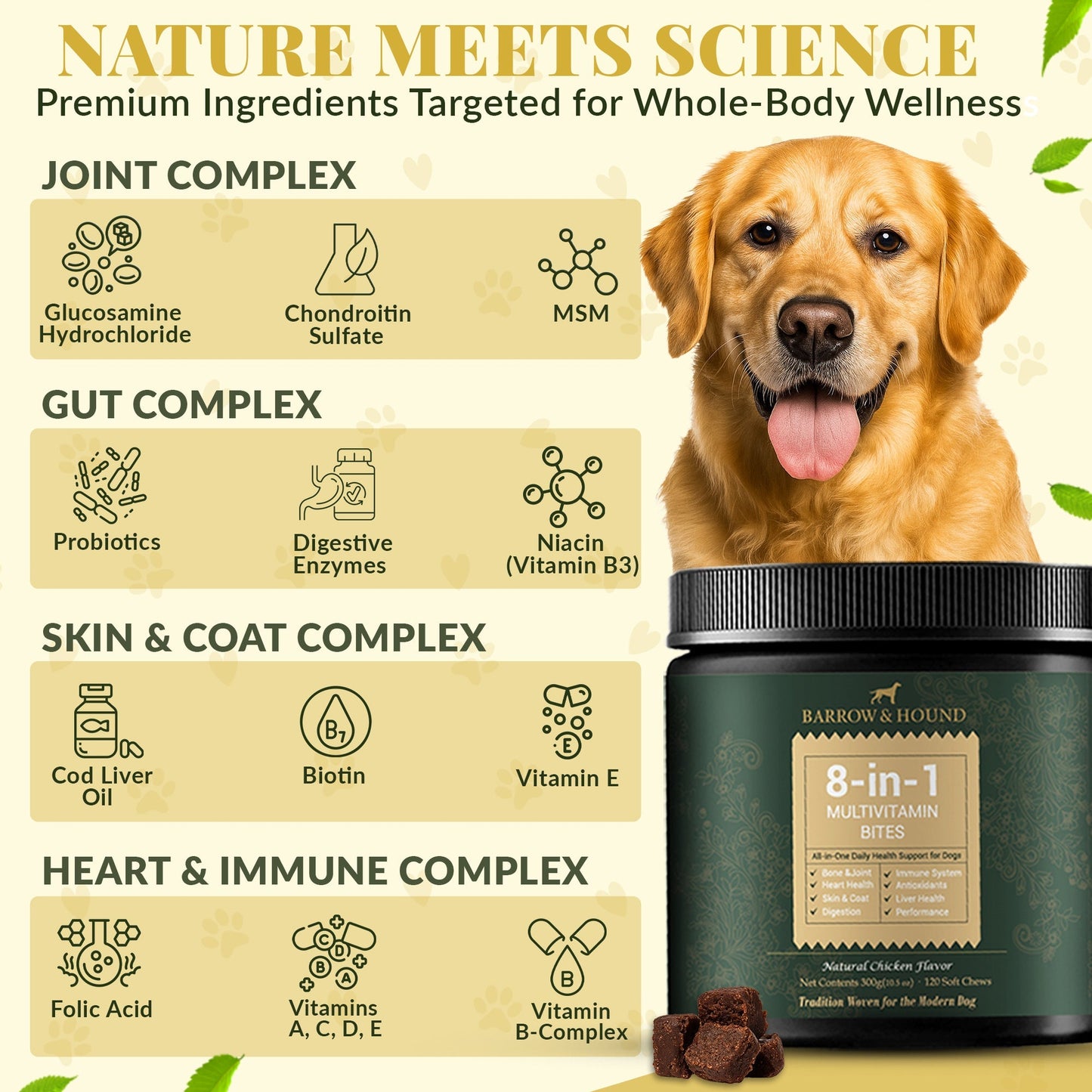 8-in-1 Daily Multivitamin Bites for Dogs – All-in-One Health Support, 120 Soft Chews