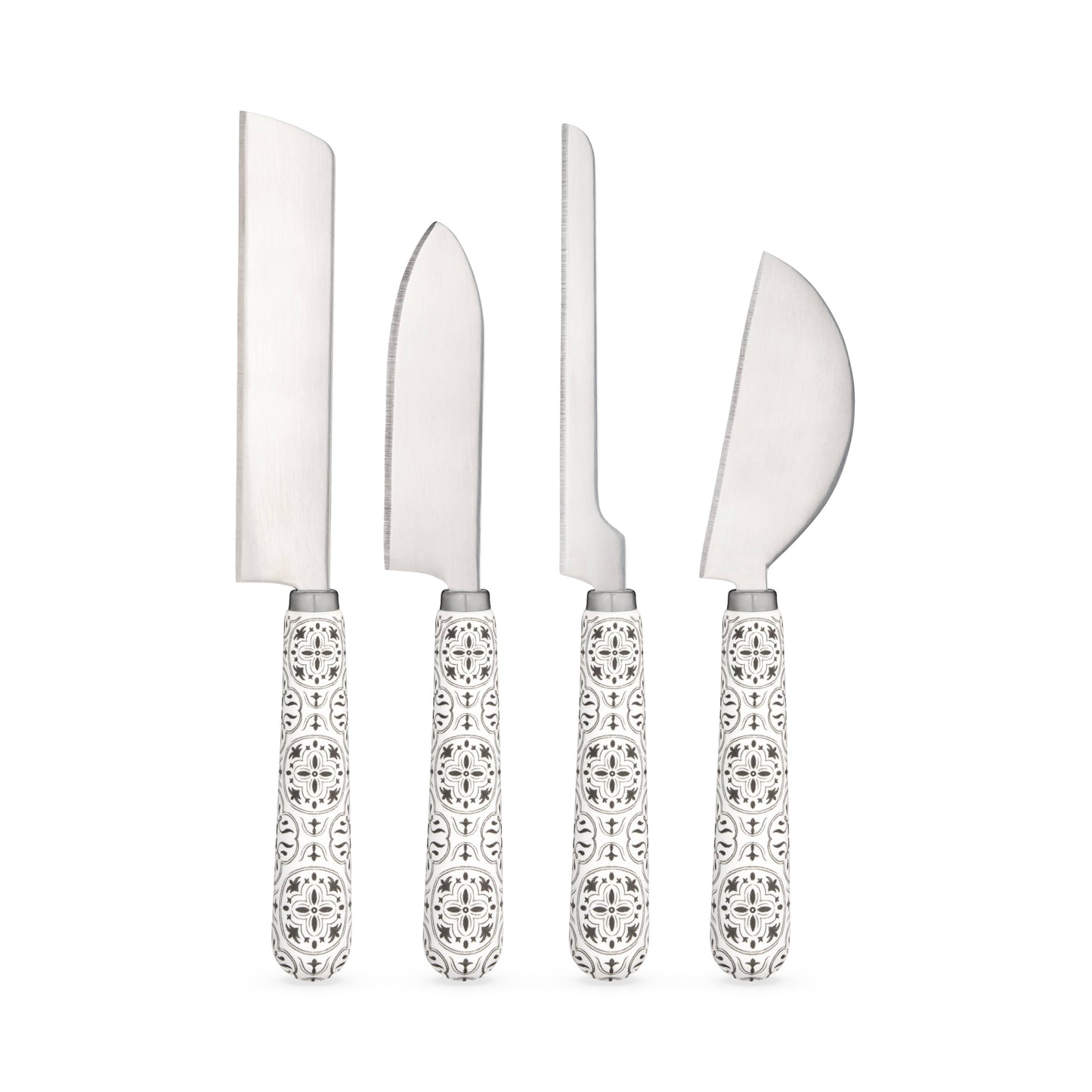 Stainless Steel & Ceramic Tile Cheese Knives - Set of 4