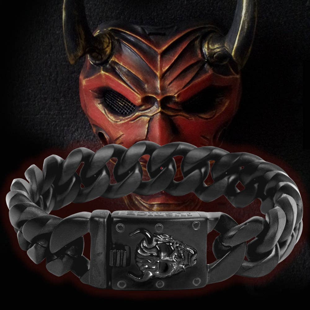 The Hero Company- Samurai Honor & Justice Cuban Link Bracelet - Helps Pair Veterans With A Service Dog Or Shelter Dog- Faire: Large