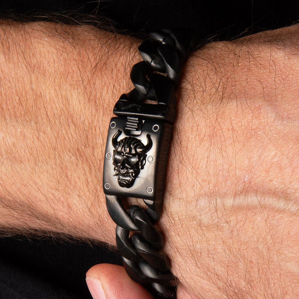 The Hero Company- Samurai Honor & Justice Cuban Link Bracelet - Helps Pair Veterans With A Service Dog Or Shelter Dog- Faire: Medium