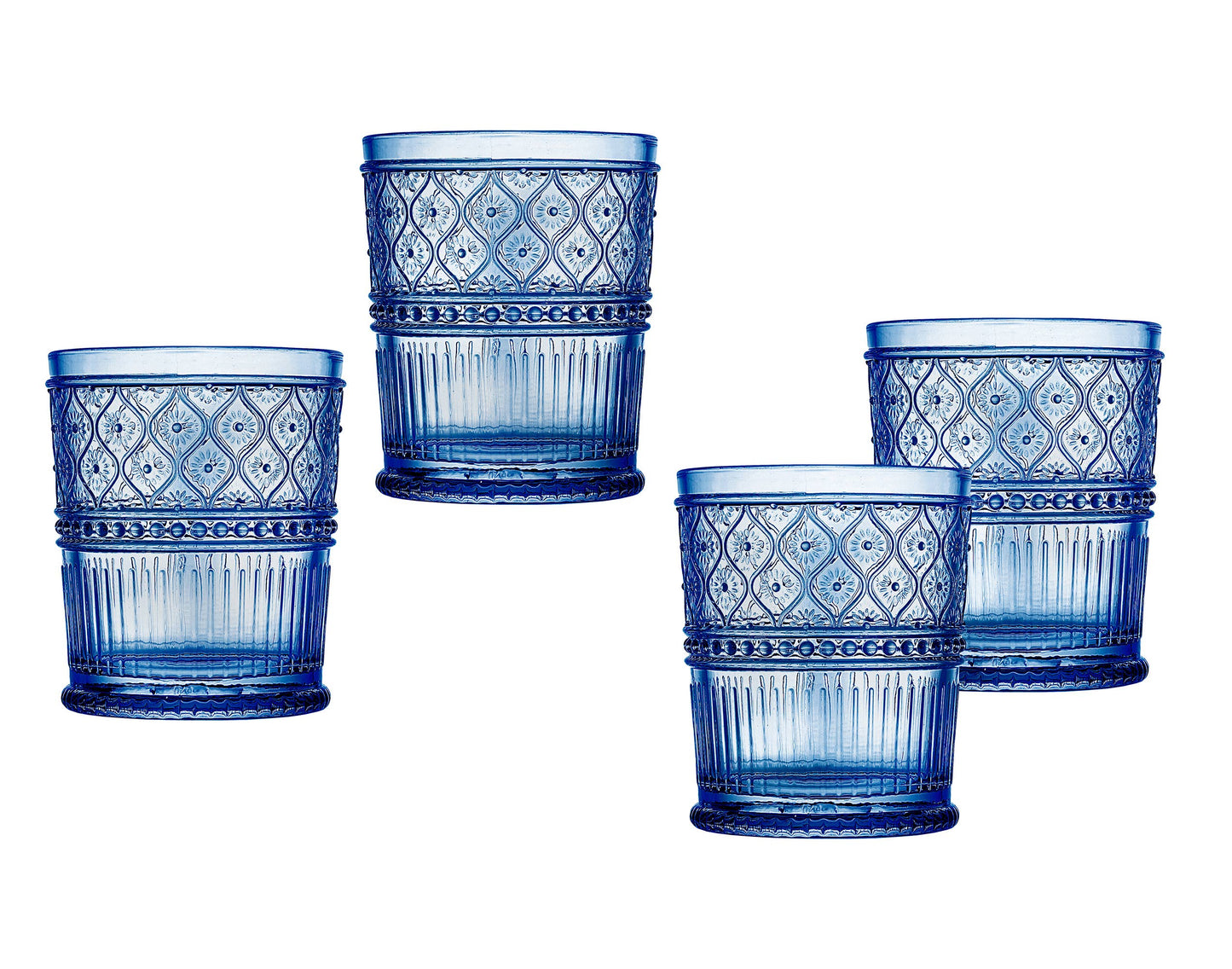 Godinger - Claro Blue Double Old Fashion, Set of 4