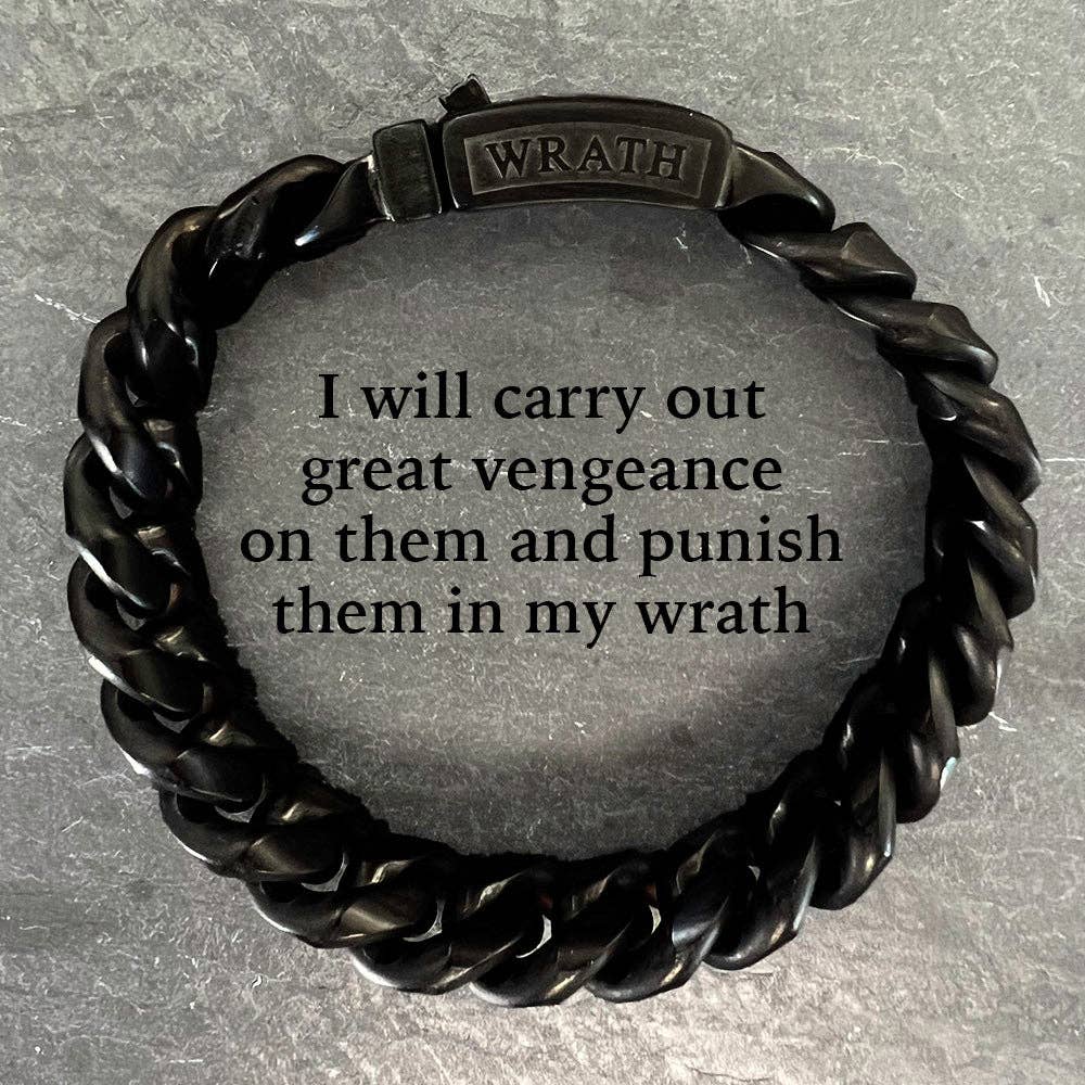 The Hero Company- VINDICTA VENGEANCE - Wrath & Justice Cuban Link Black Bracelet : Helps Pair Veterans With A Service Dog or Shelter Dog -Faire: Medium - Wrist Size 8"- 8 1/2"