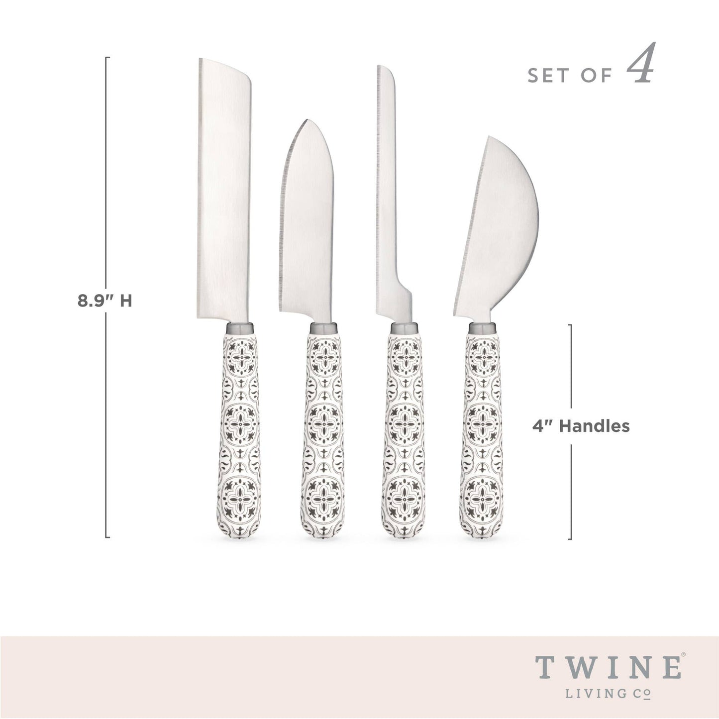 Stainless Steel & Ceramic Tile Cheese Knives - Set of 4