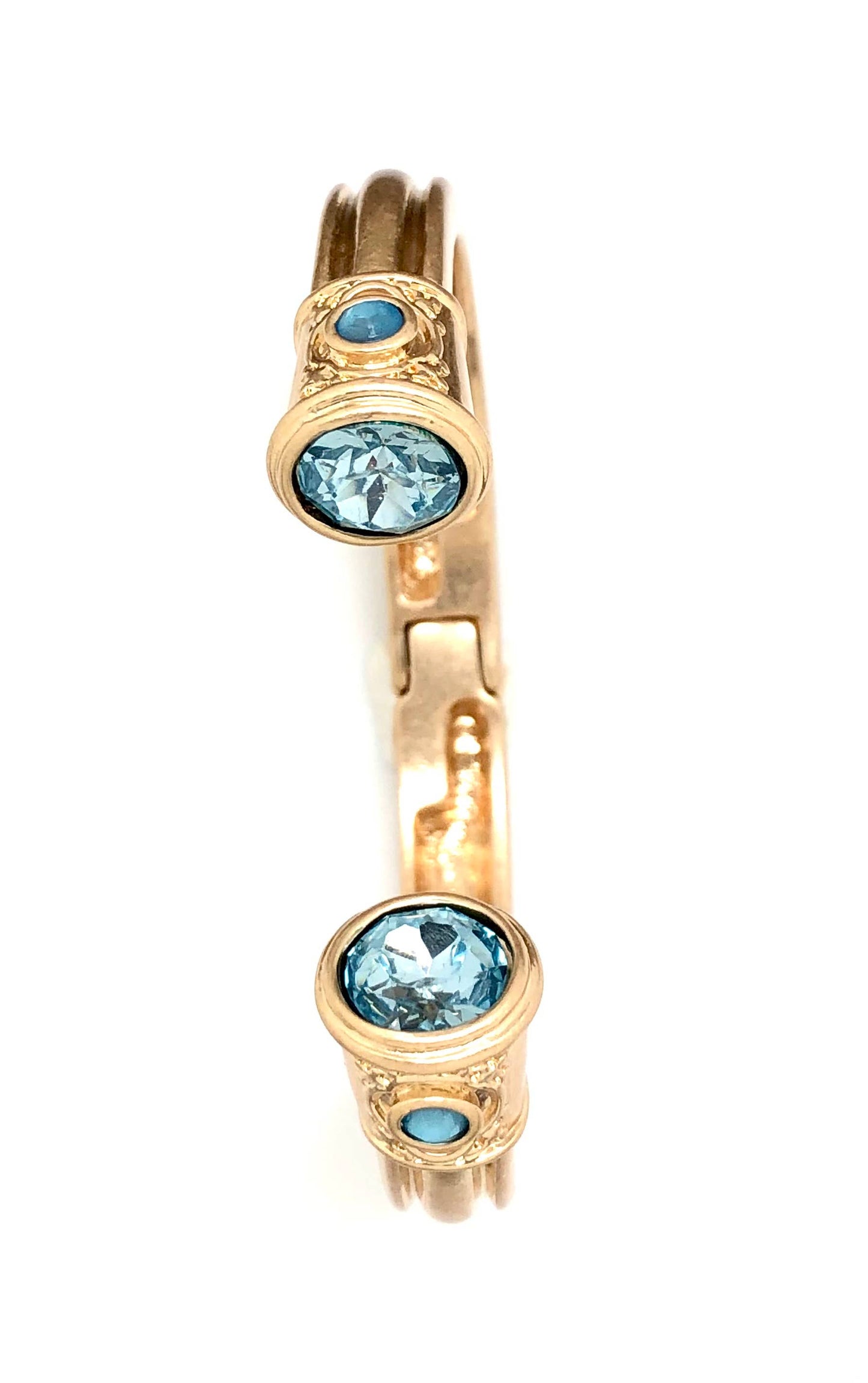 Rant & Rave Classic - Bracelet Cuff w/Spring with Bezel Blue Sky Glass 7-8”
