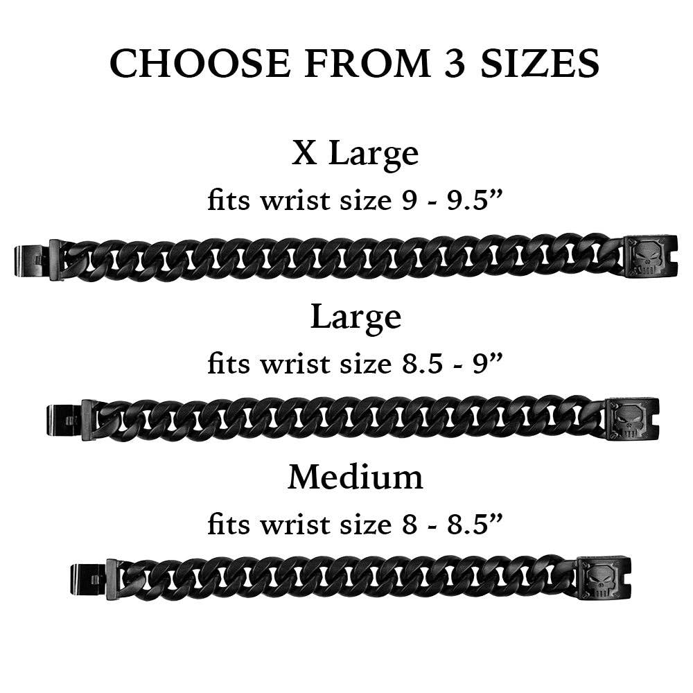 The Hero Company- VINDICTA VENGEANCE - Wrath & Justice Cuban Link Black Bracelet : Helps Pair Veterans With A Service Dog or Shelter Dog -Faire: Medium - Wrist Size 8"- 8 1/2"