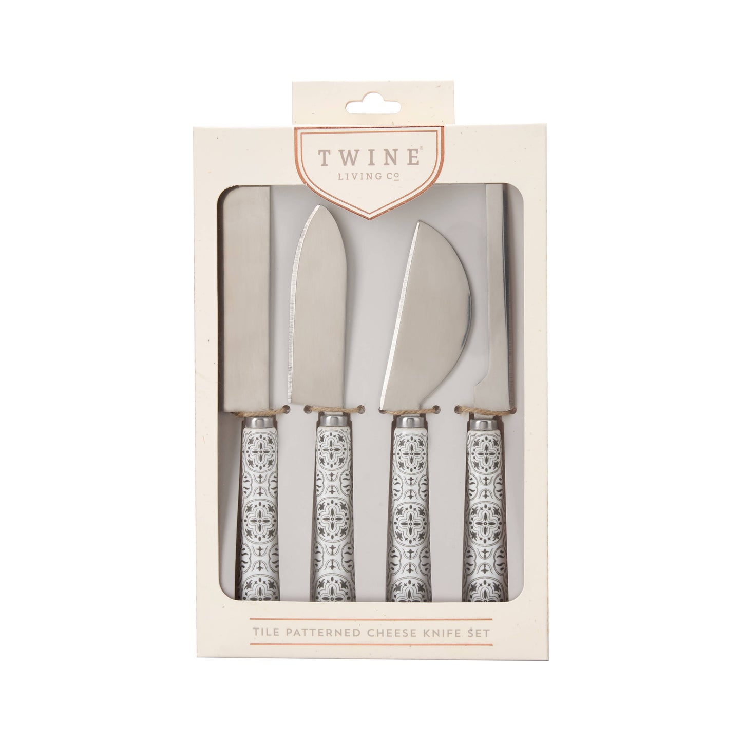 Stainless Steel & Ceramic Tile Cheese Knives - Set of 4