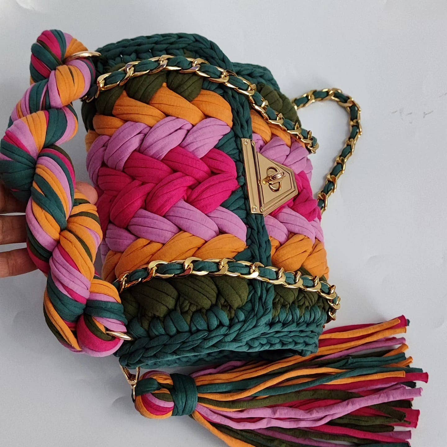 CHQEL - CHQEL Evening Clutch Bag for Women, Handmade Crochet Wedding Party Purse, Small Flap Formal Crossbody Handbag Evening Clutch