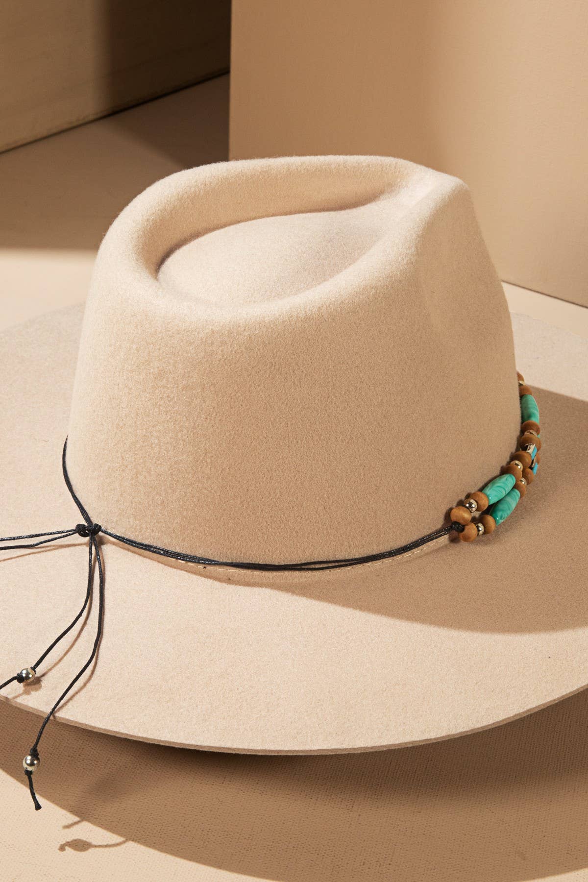 Semi-Stone & Wood Bead Hat Band : TURQUOISE(TQNT)