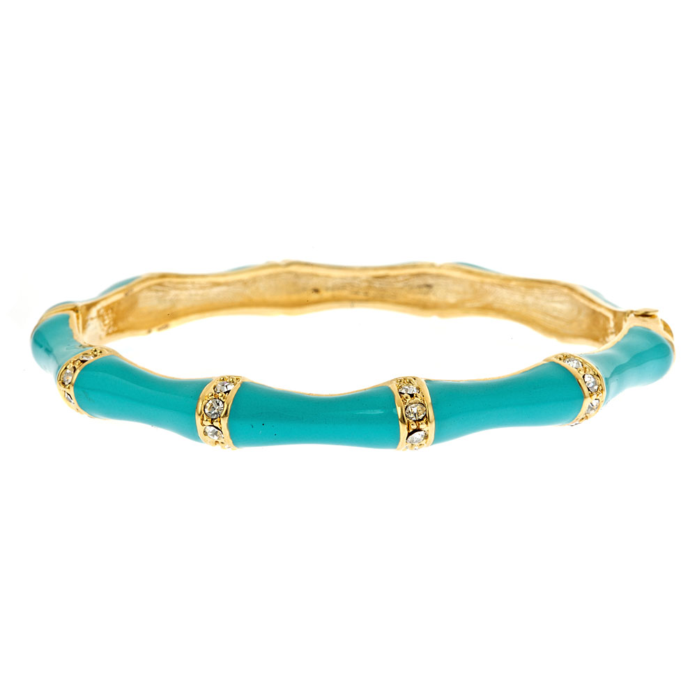 Enamel Stone Bamboo Bracelet: Navy