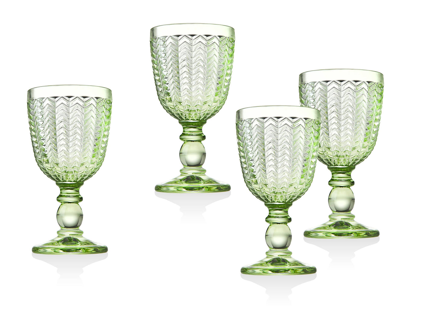 Set of Four Twill Green Goblets