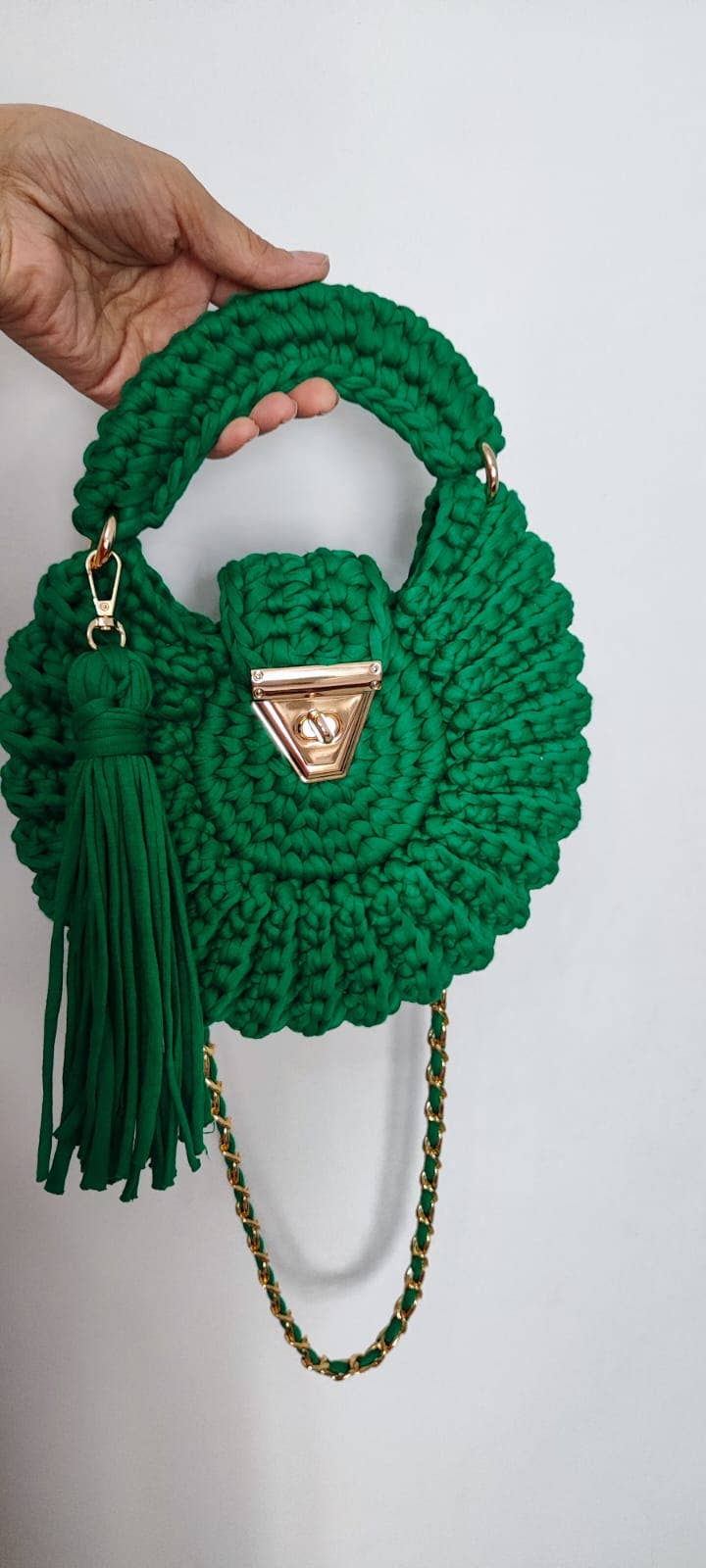 CHQEL - CHQEL Green Round Mussel  Crochet Handmade Model for Womens