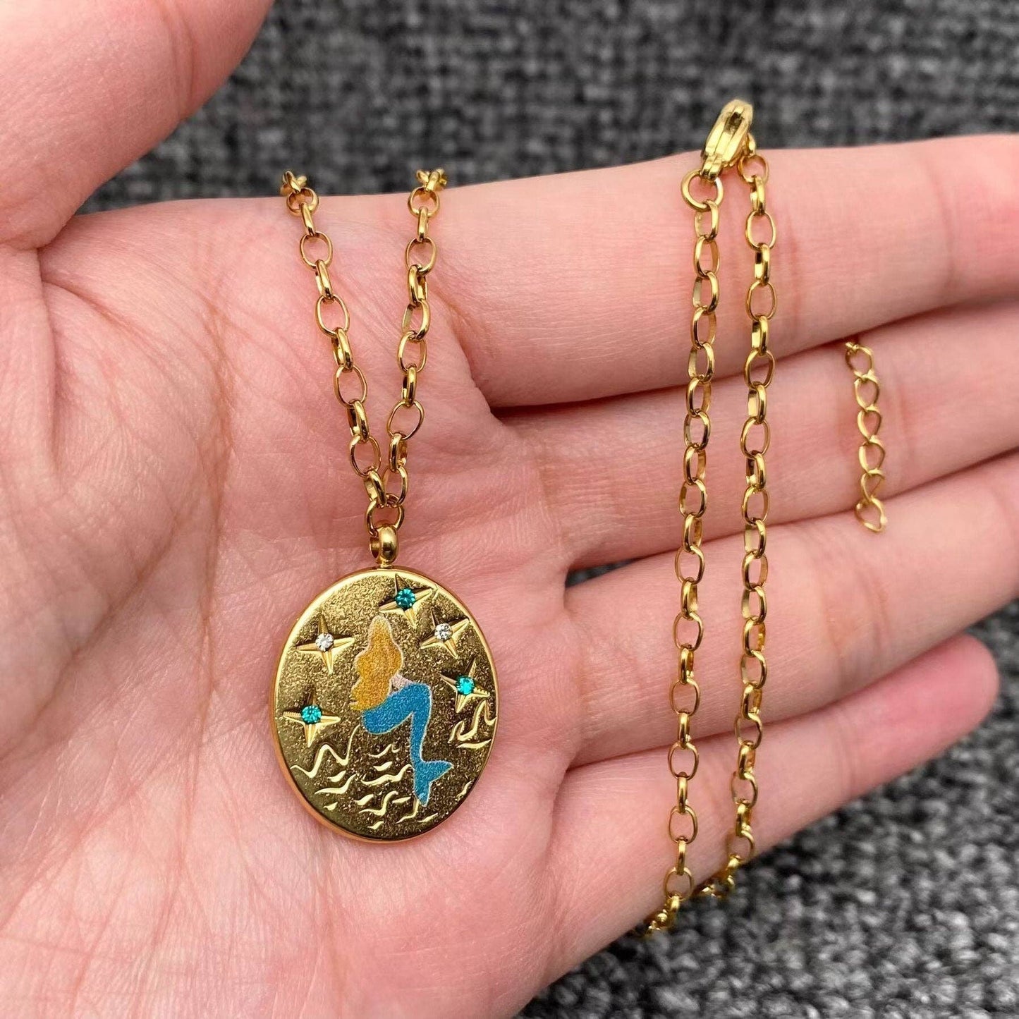 Mio Queena - Mermaid Tarot Charm18K Gold Plated S.Steel Necklace - FGS