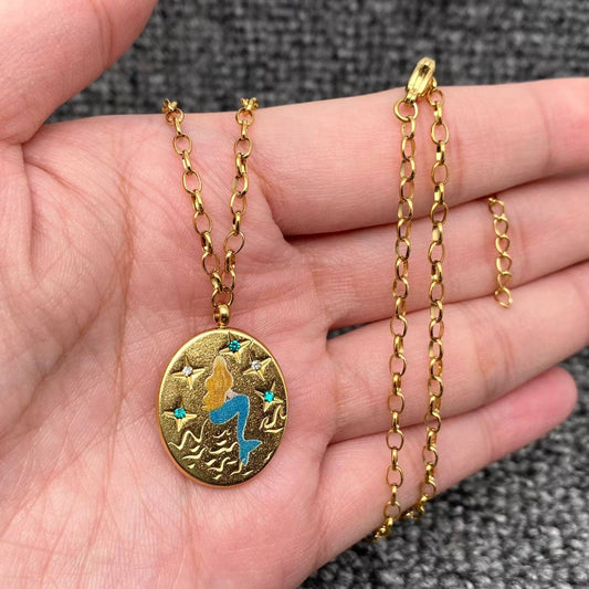 Mio Queena - Mermaid Tarot Charm18K Gold Plated S.Steel Necklace - FGS