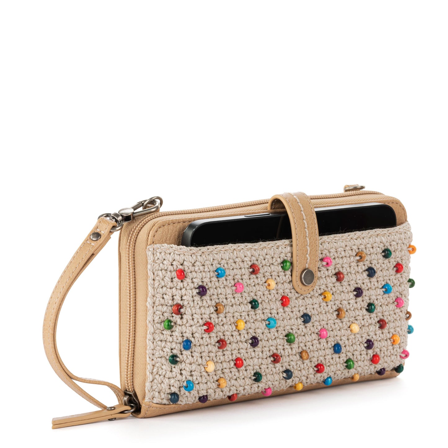 Iris Smartphone Wallet - Hand Crochet - Ecru Multi Beads