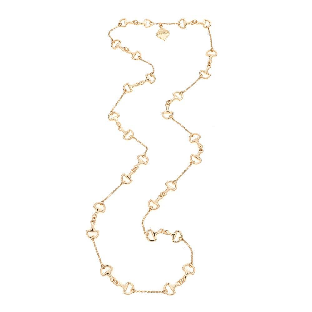 Long Baby Horsebit Necklace: Gold