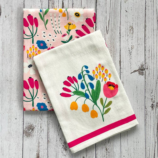 Flower Market Printed Kitchen Towel S/2: Multi / KT