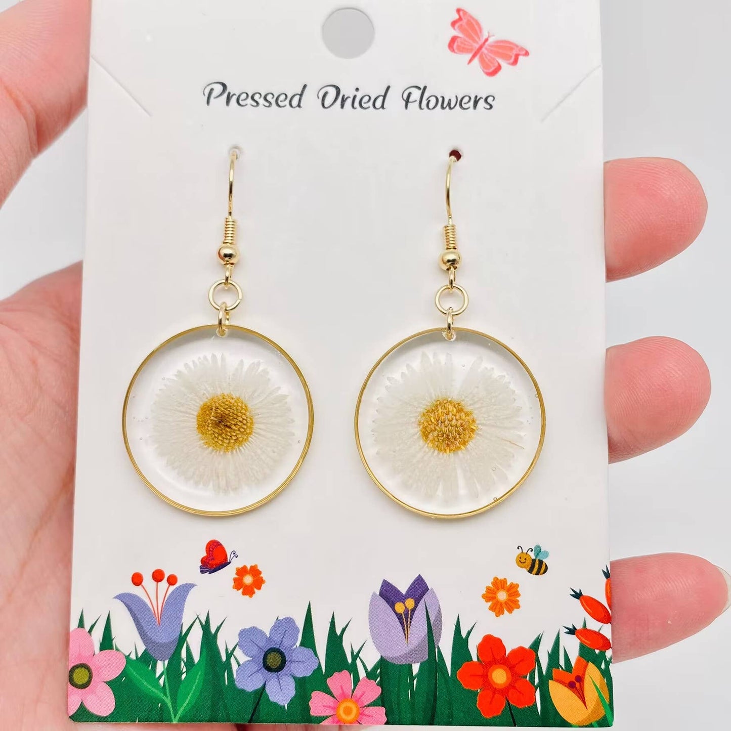 Mio Queena - Leucanthemum paludosum Dried Flower Circular Earring - PDF