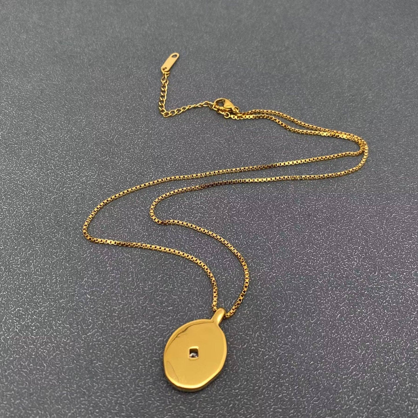 Mio Queena - Inlaid CZ & Shell 18K Golden SS Oval charm Necklace - FGS