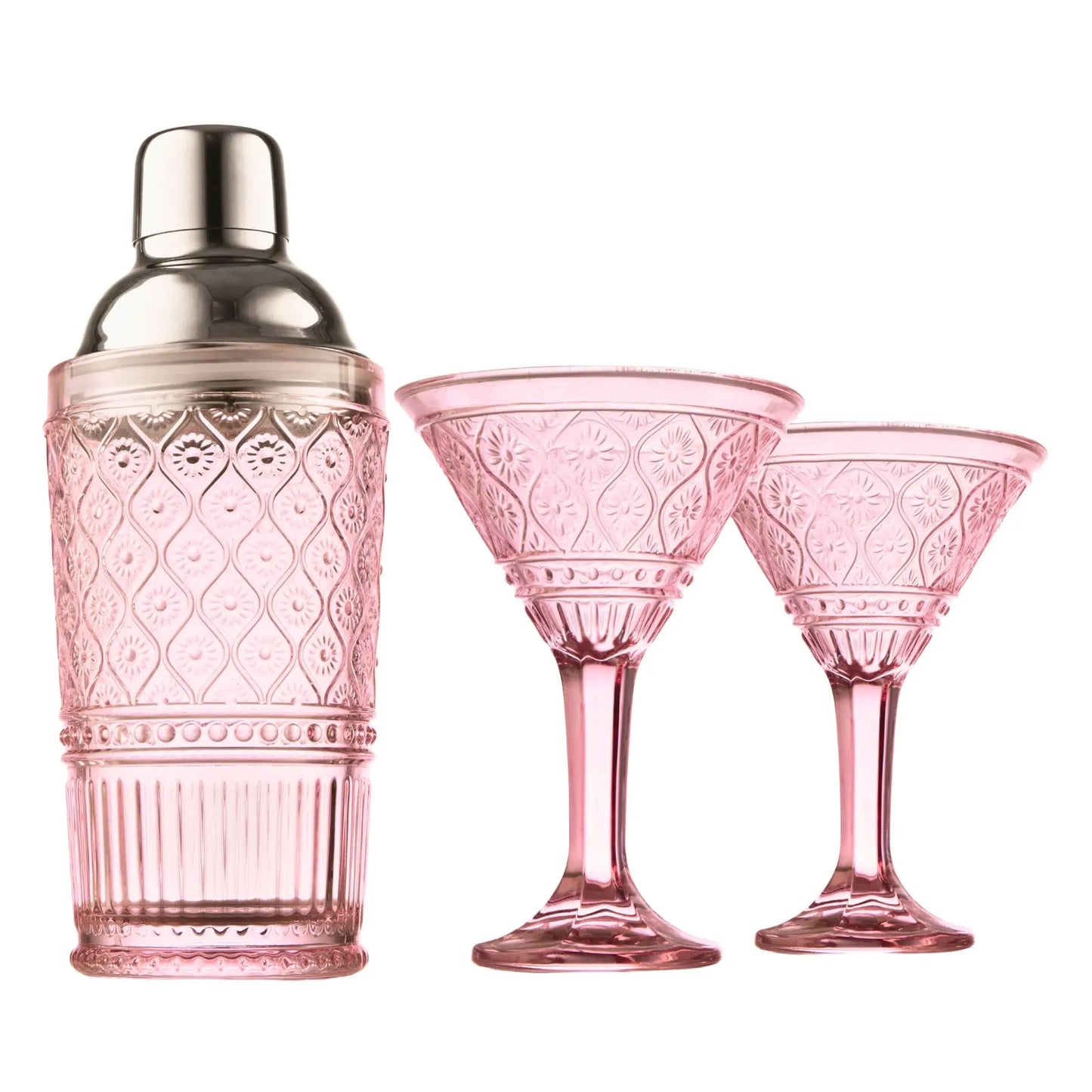 Godinger - Claro Pink Cocktail Shaker & Martini Set