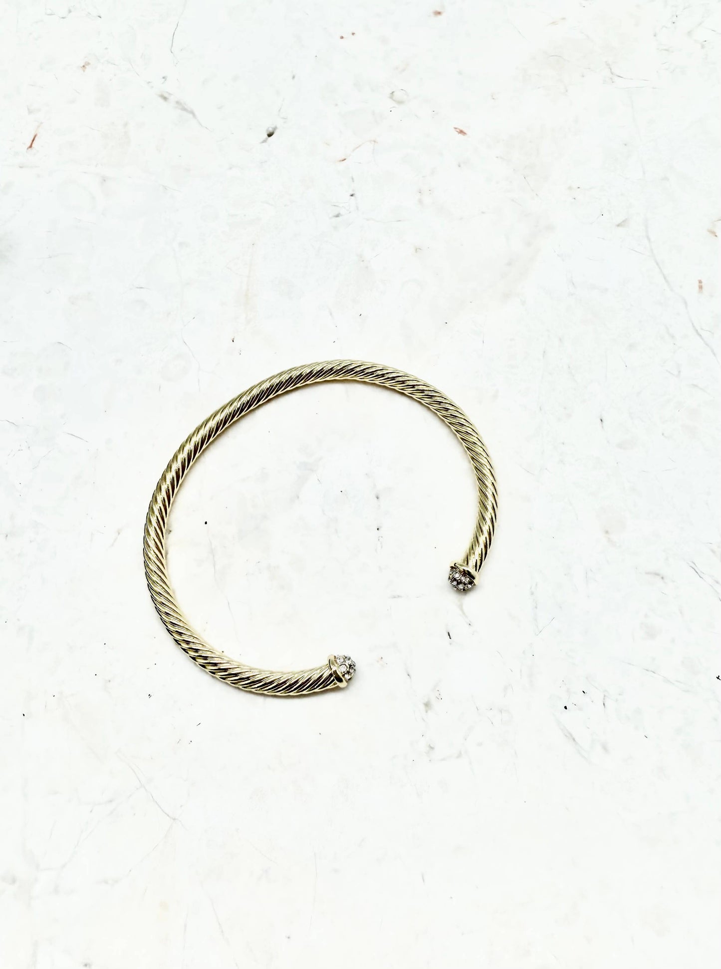 Rant & Rave Classic - Bracelet Cuff Cable Gold w/ Chrystal Tips Adjustable