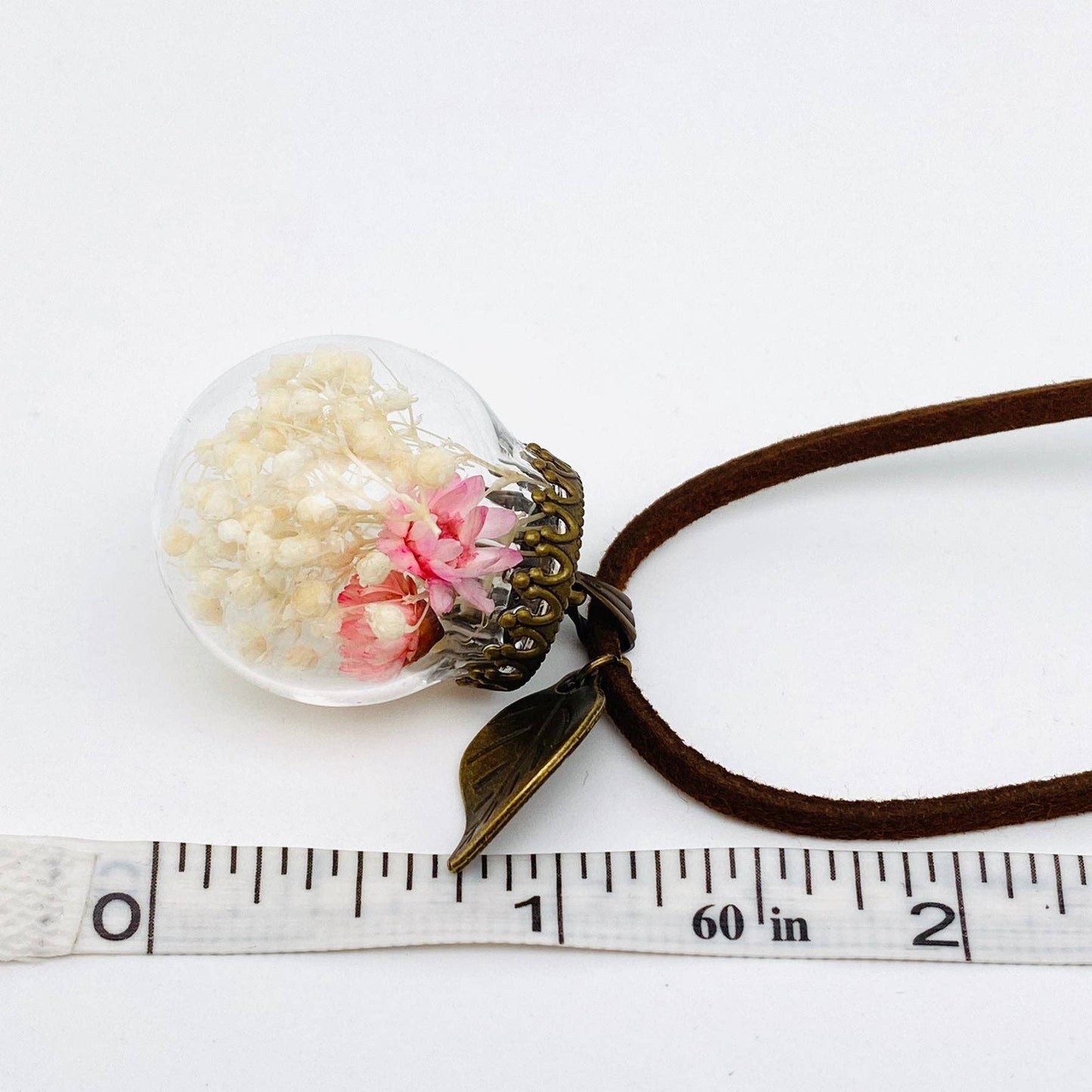 Mio Queena - Pink Baby's Breath Glass Ball Pendant Necklace - PDF