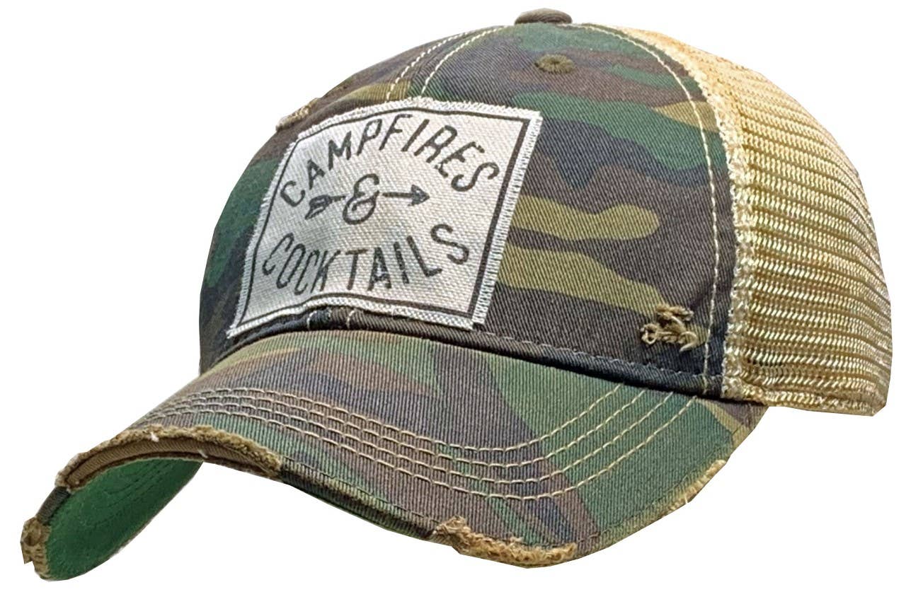 Vintage Life - Campfires & Cocktails Trucker Hat Baseball Cap