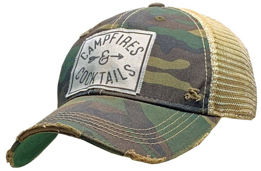 Vintage Life - Campfires & Cocktails Trucker Hat Baseball Cap