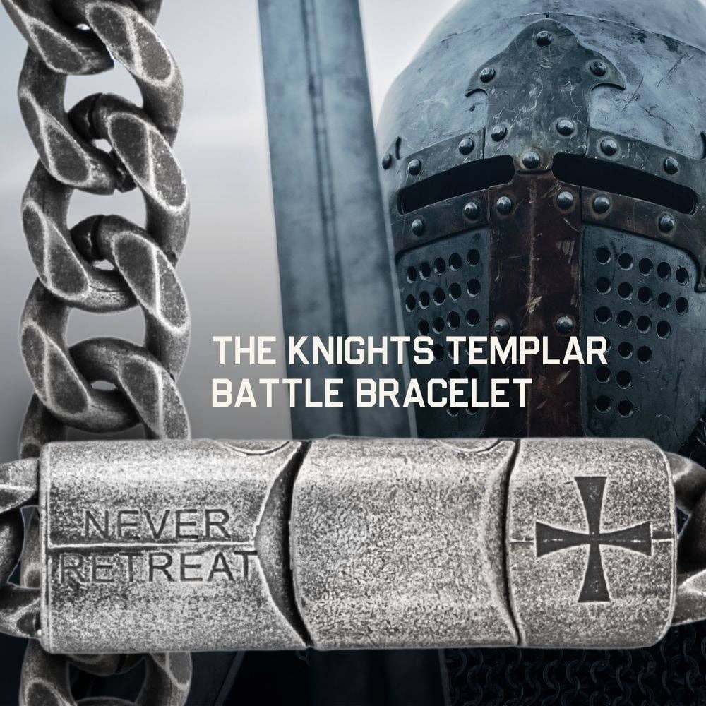 The Hero Company - The Hero Company- Knights Templar - Never Retreat Never Surrender Bracelet: Helps Pair Veterans With A Service Dog Or Shelter Dog -Faire