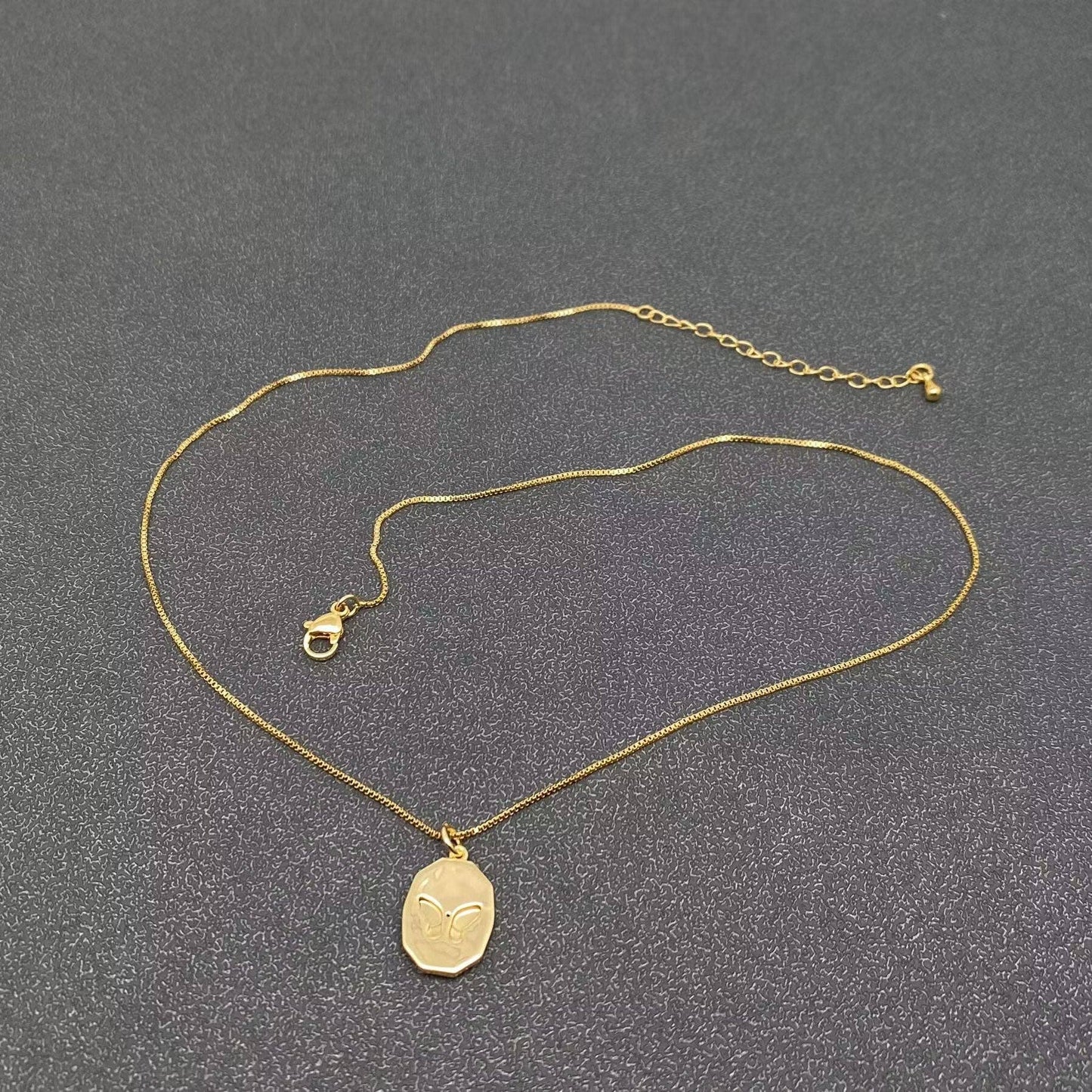 Mio Queena - Purple Enamel 18K Gold Plated Butterfly Charm Necklace