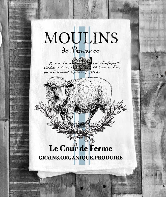 Vintage French Moulins Lamb Flour Sack Tea Towel