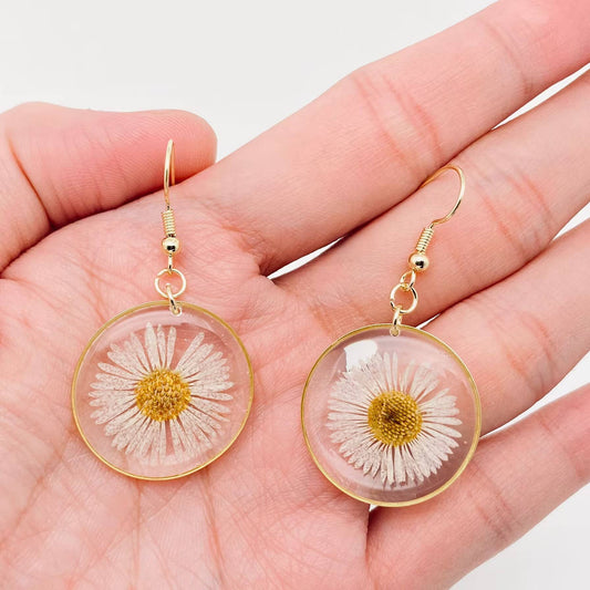 Mio Queena - Leucanthemum paludosum Dried Flower Circular Earring - PDF