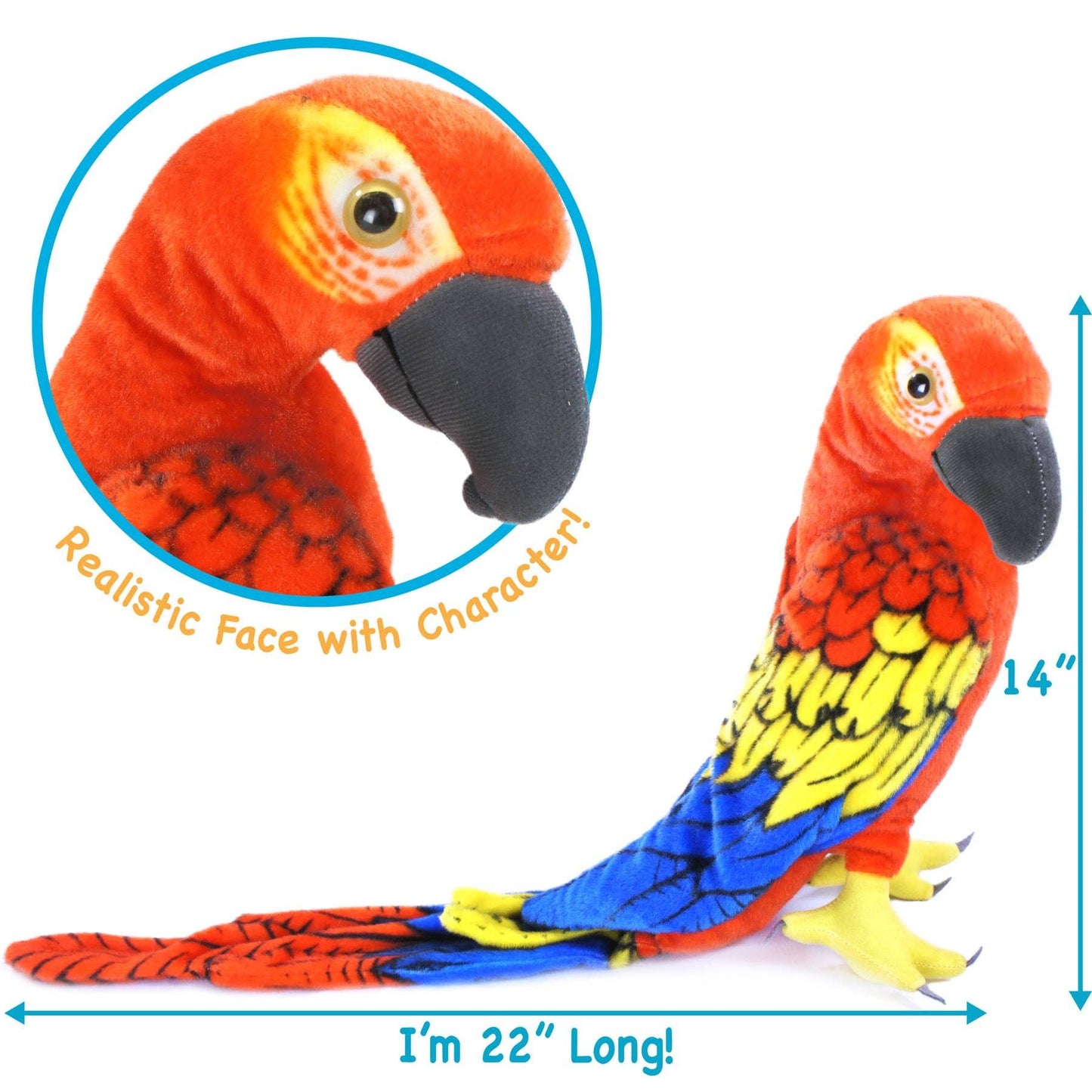 VIAHART Toy Co. - Miguelita The Macaw | 22 Inch Stuffed Animal Plush