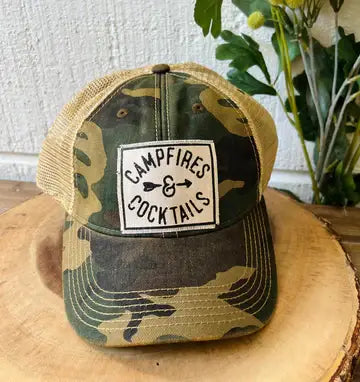 Vintage Life - Campfires & Cocktails Trucker Hat Baseball Cap