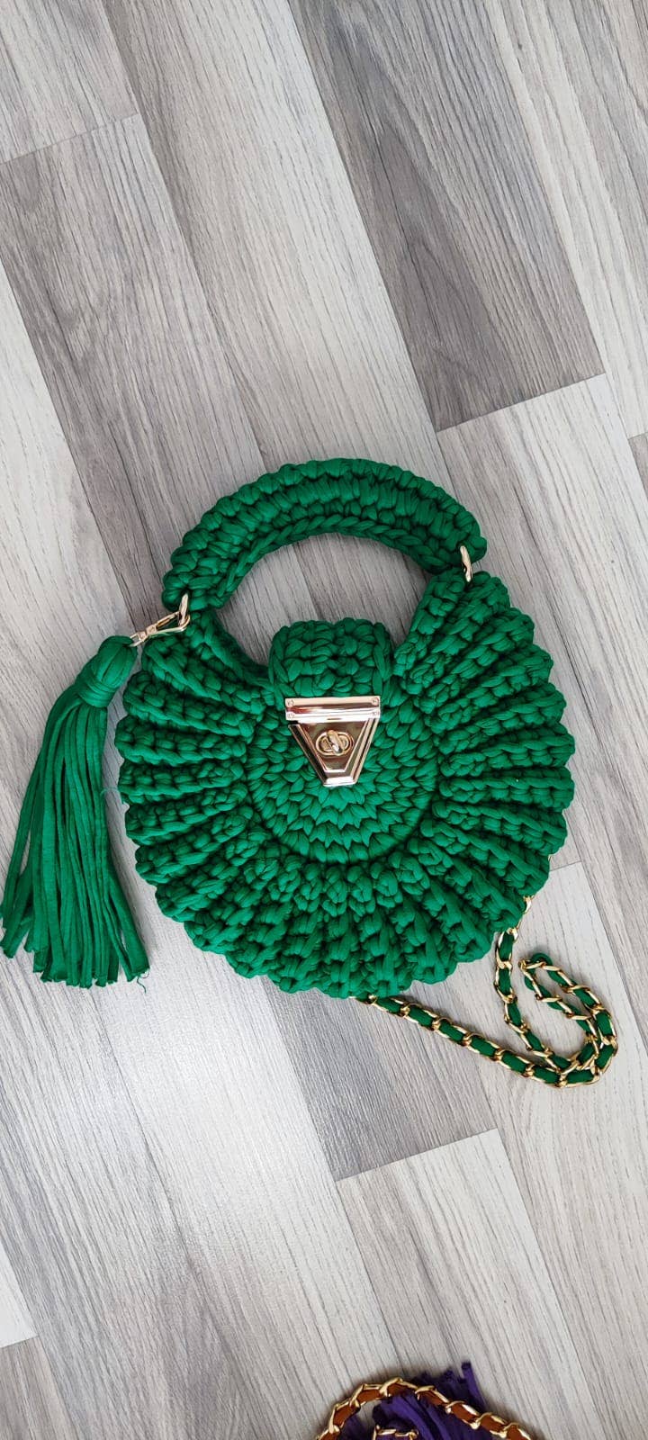 CHQEL - CHQEL Green Round Mussel  Crochet Handmade Model for Womens