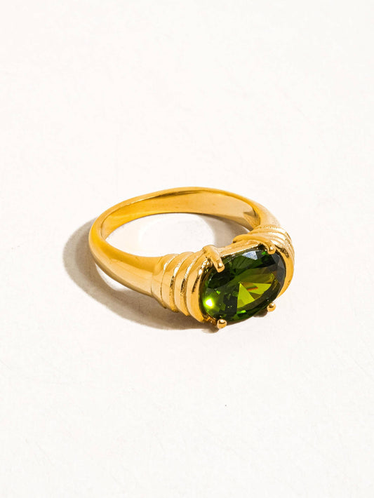 Flânerie by MAIQ - Verna 18K Gold Non-Tarnish Rhinestone Ring: Green