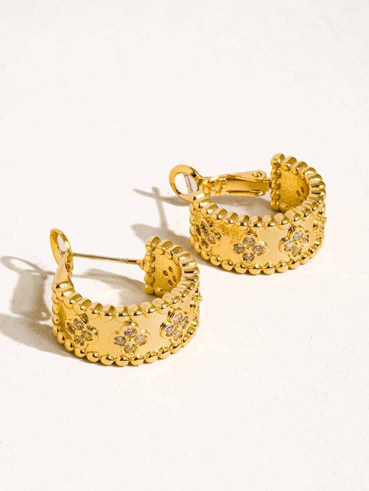 Flânerie by MAIQ - Ismaël 18K Gold Vintage Floral Hoop Earring: Yellow
