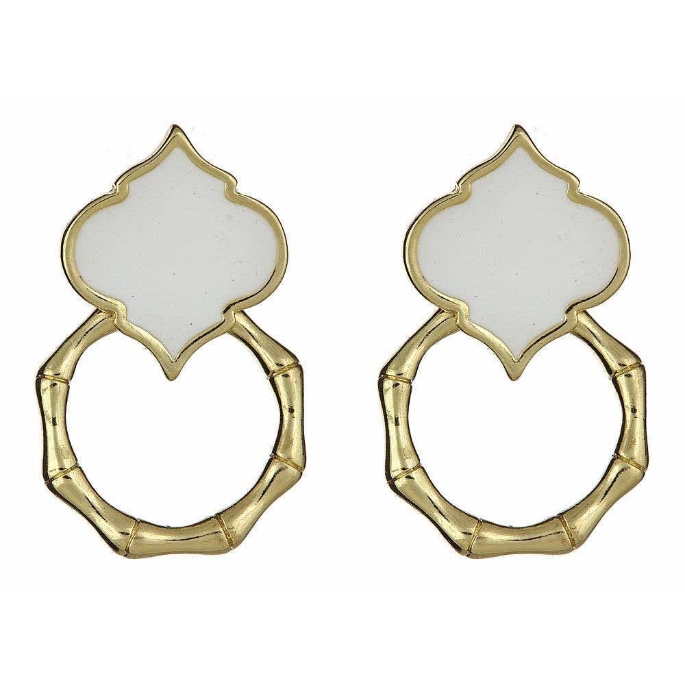 Bamboo Spade Earring: Gold / White